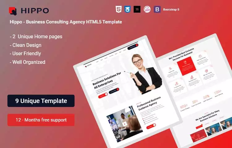 Hippo - Business Consulting Agency HTML5 Template